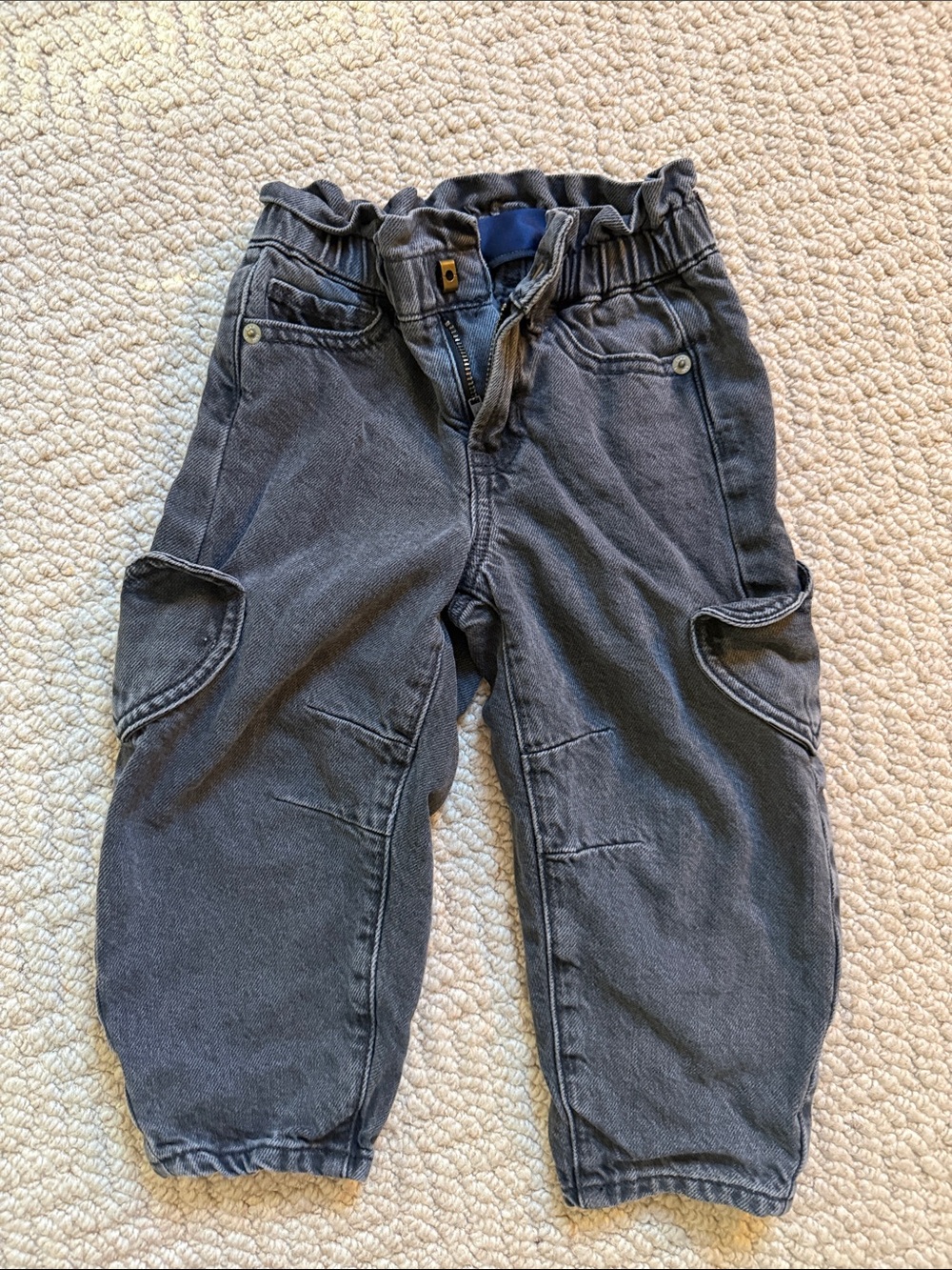 Girls Dark Gray Denim barrel Pants - Comfortable Everyday Bottoms